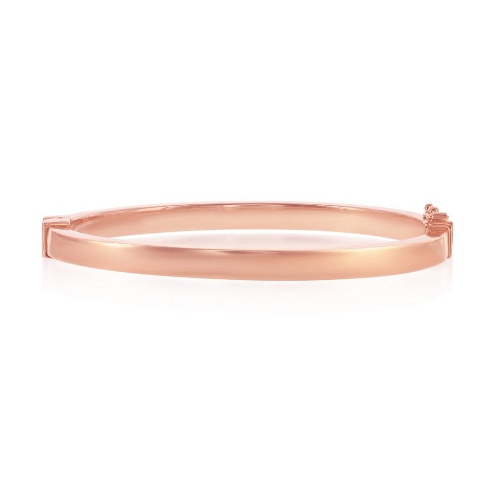 14Kt - Sterling Silver Plain Hinged Bangle Engrave
